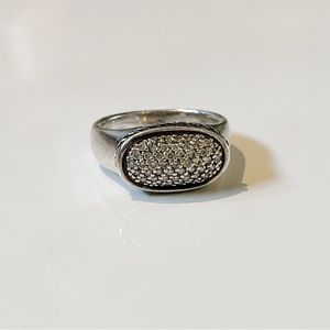 Vintage David Yurman Sterling Silver Pave Diamond Ring - 6.75